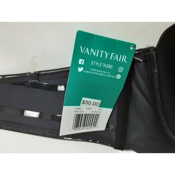 Vanity Fair Womens Bra Beauty Back Removeable Straps Black Size 40C - Picture 10 of 10